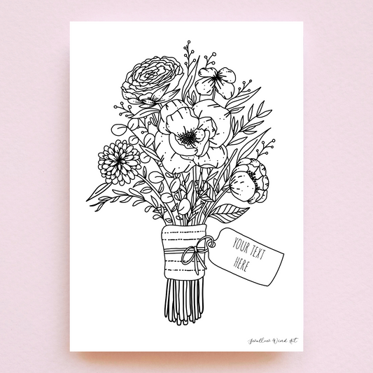 Floral Bouquet - Personalised Art Print - Swallow Wind Art