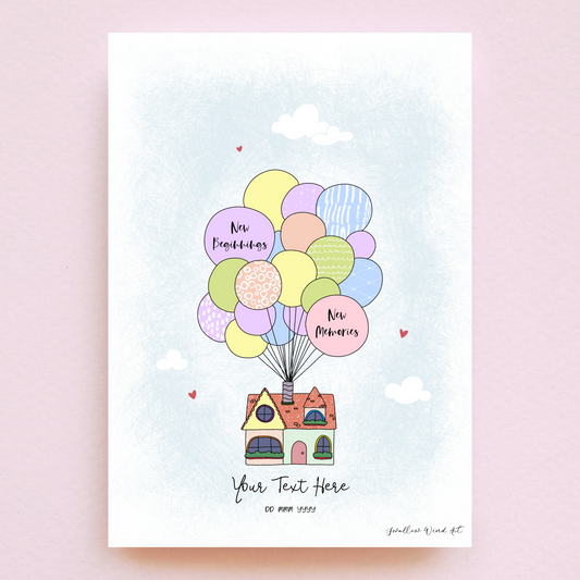 Balloon Home - Personalised Art Print - Swallow Wind Art