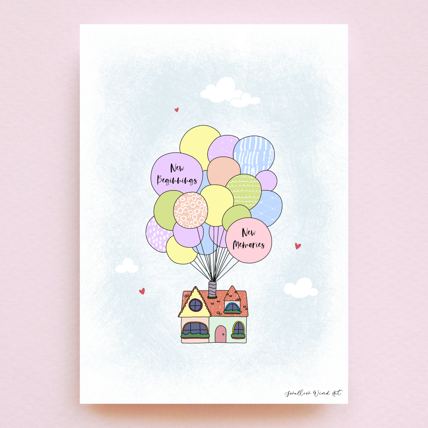 Balloon Home - Personalised Art Print - Swallow Wind Art