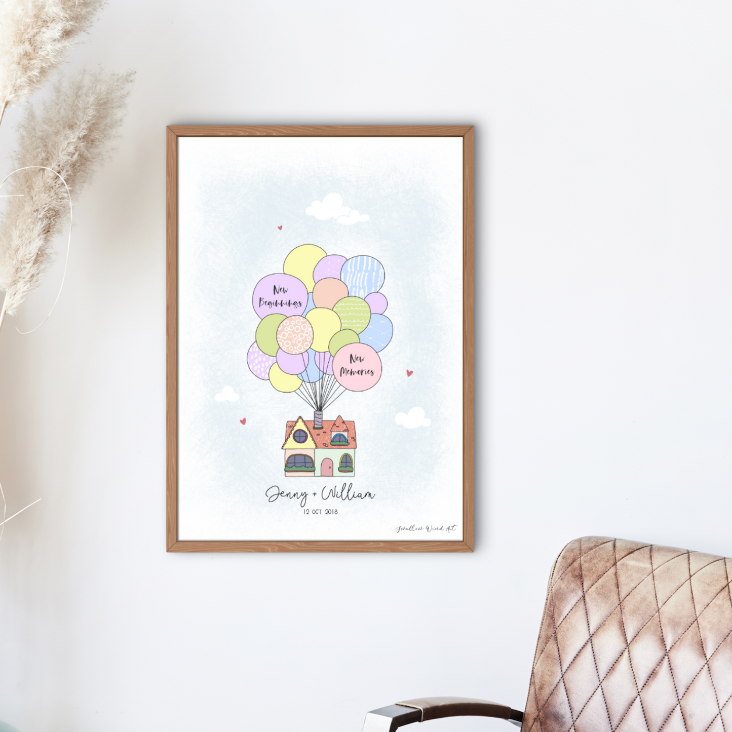 Balloon Home - Personalised Art Print - Swallow Wind Art