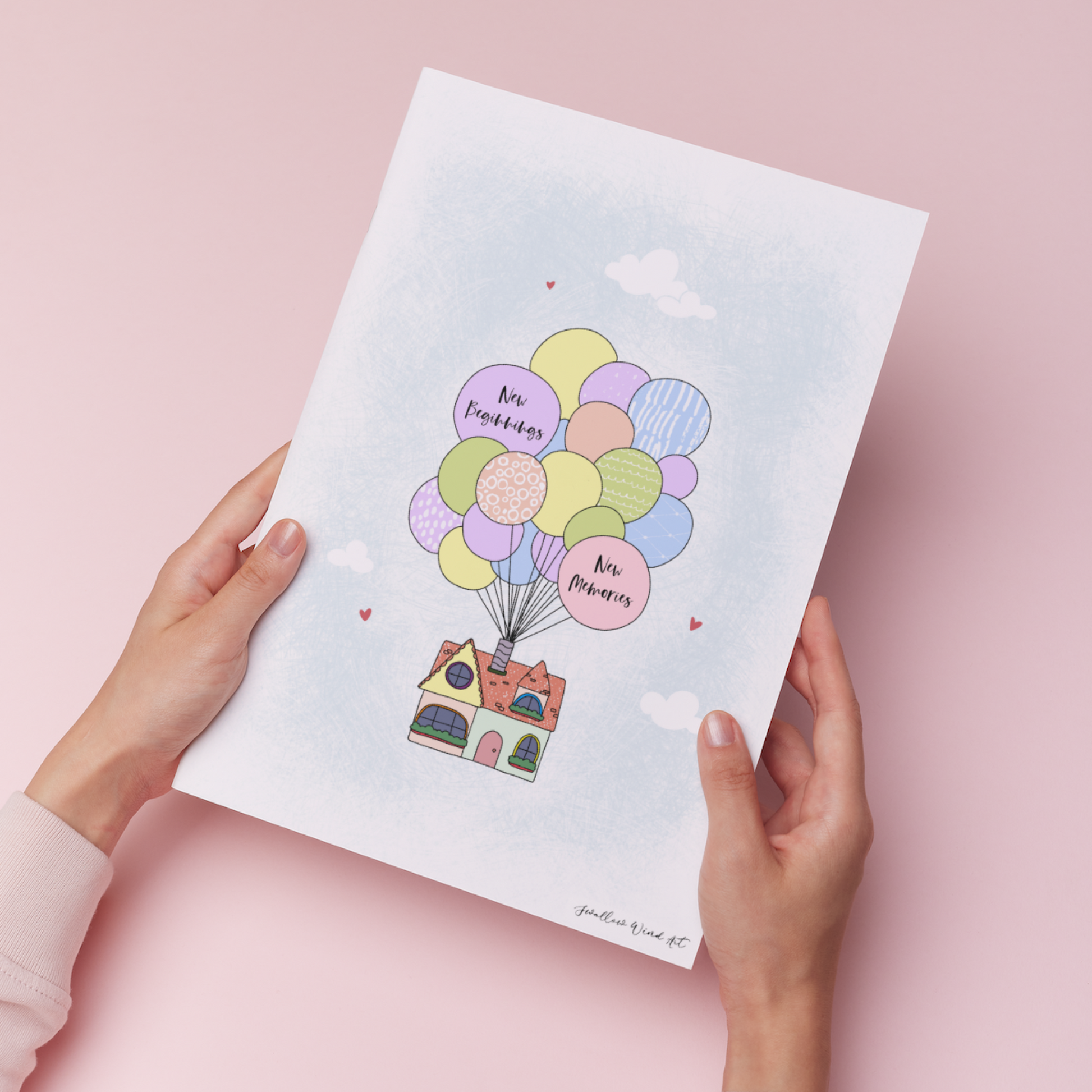 Balloon Home - Personalised Art Print - Swallow Wind Art