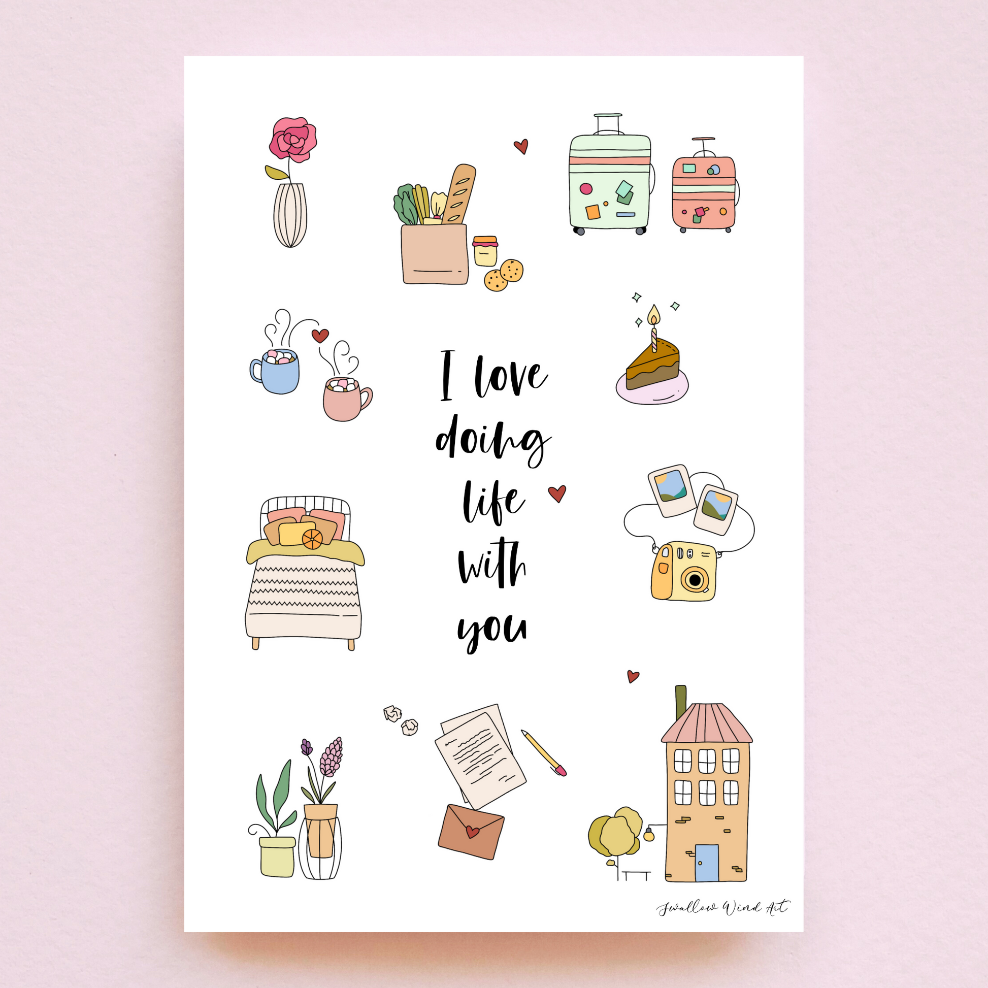 I Love Doing Life With You - Paper Art Print (NOT Digital Download) - Swallow Wind Art