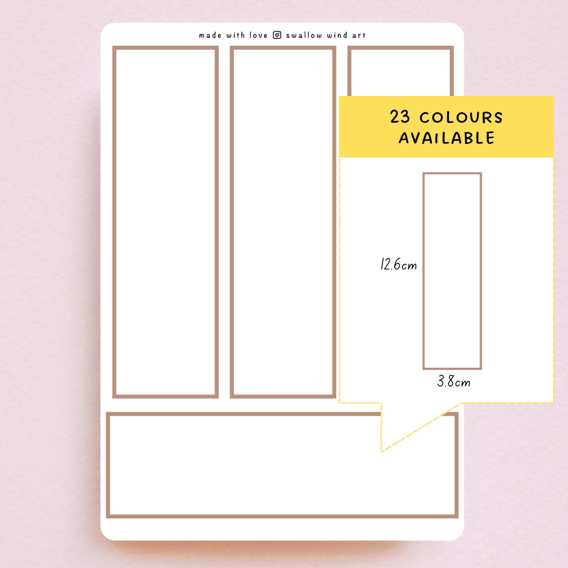 Colour Planner Boxes Sticker Sheets Large - 23 Colours Available - Swallow Wind Art