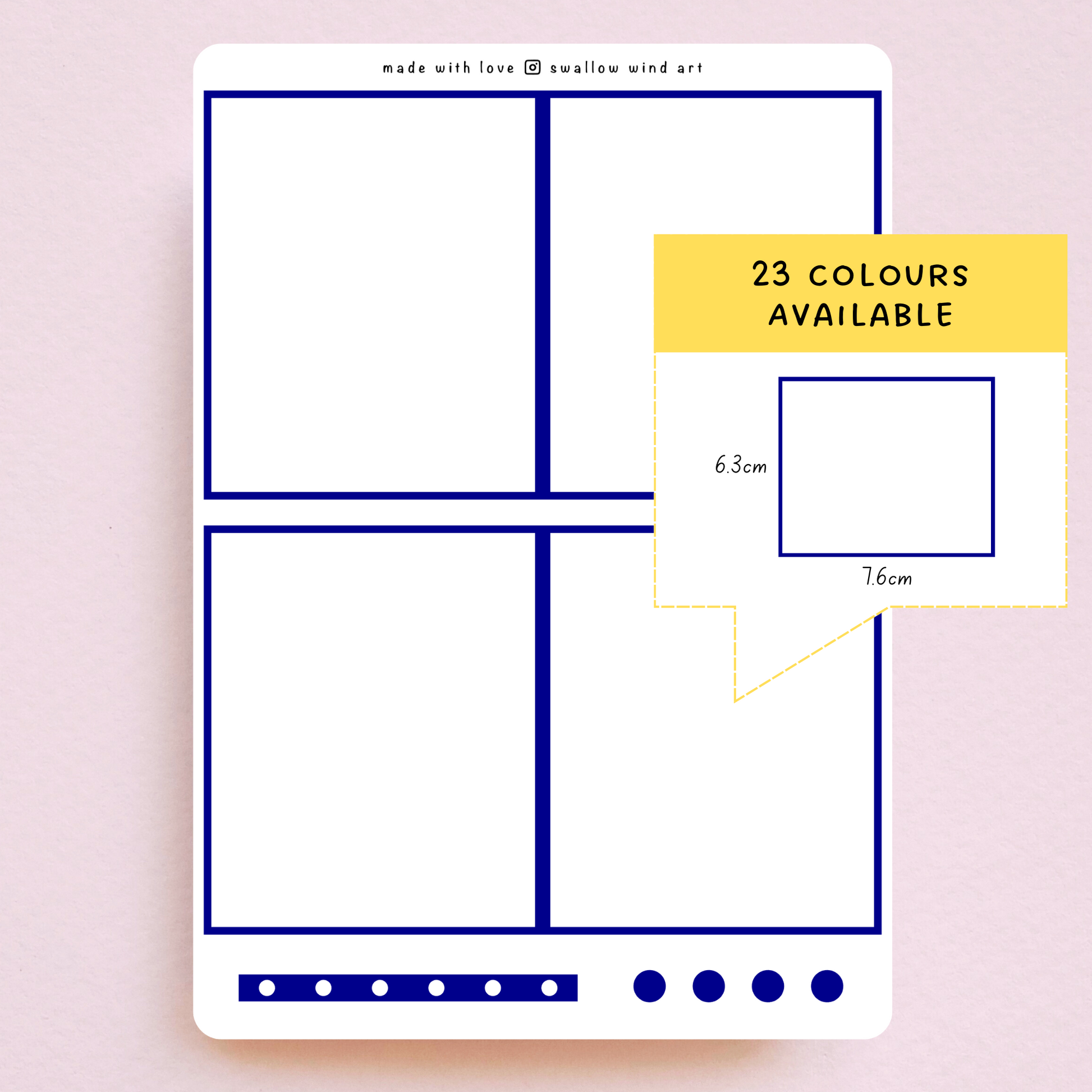 Colour Planner Boxes Sticker Sheets Large - 23 Colours Available - Swallow Wind Art