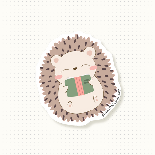 Cute Hedgehog Die Cut Sticker, Vinyl Sticker - Swallow Wind Art