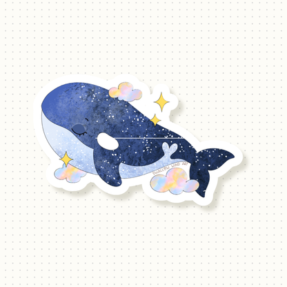 Dreamy Orca Whimsical Vinyl Sticker - Swallow Wind Art