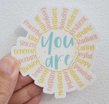 Inspirational, Affirmation Vinyl Sticker - You Are the Sun - Swallow Wind Art