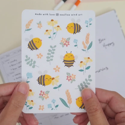 Bees in a Garden Sticker Sheet