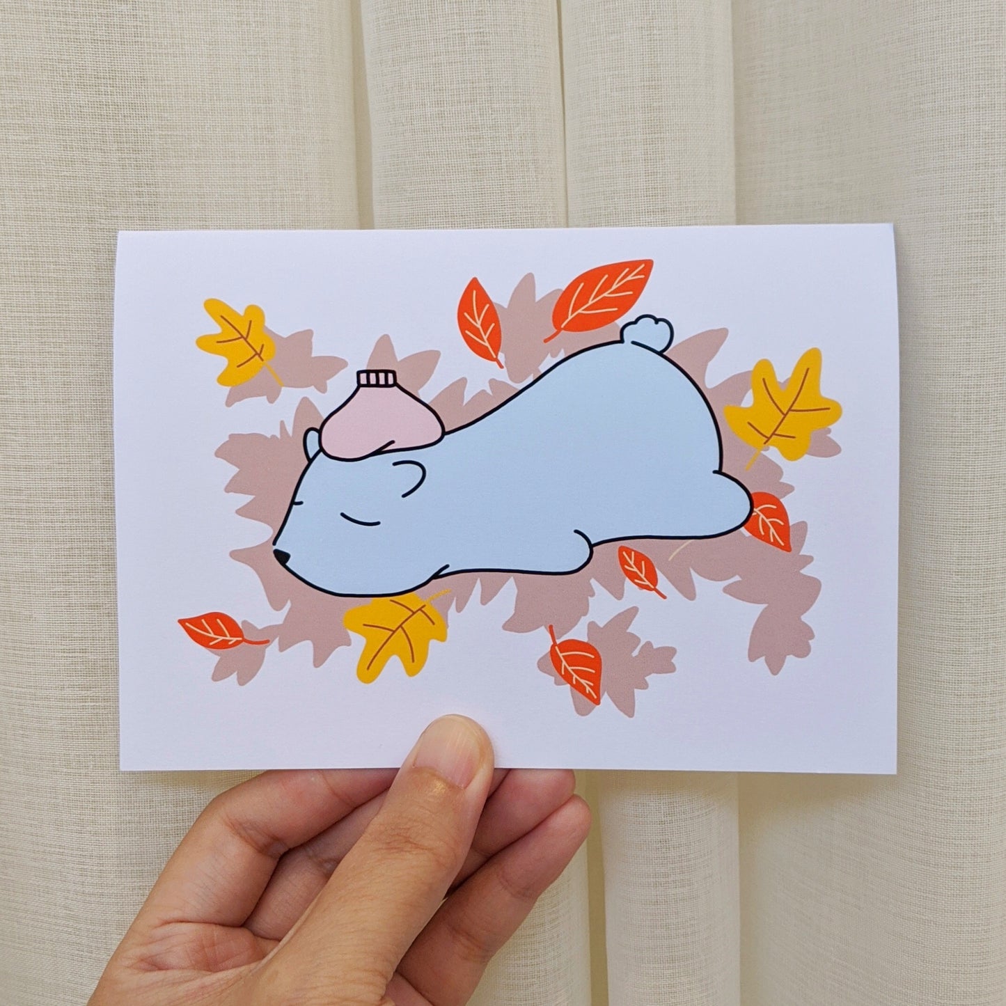 Sleeping Polar Bear - Personalised Get Well Card - Swallow Wind Art