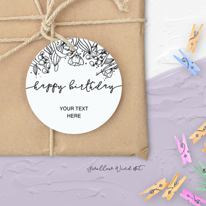 Personalised Happy Birthday Tag | Birthday Favour Tags - Swallow Wind Art