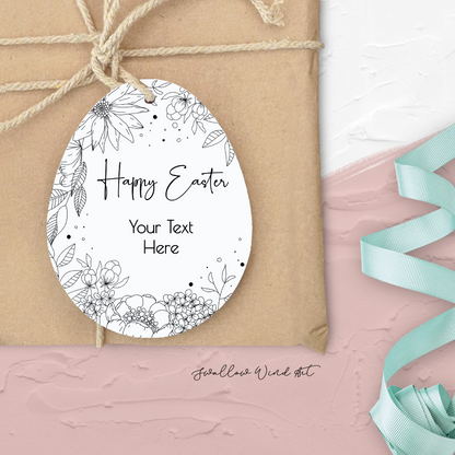 Personalised Easter Gift Tag - Floral Easter Egg Gift Tag - Swallow Wind Art