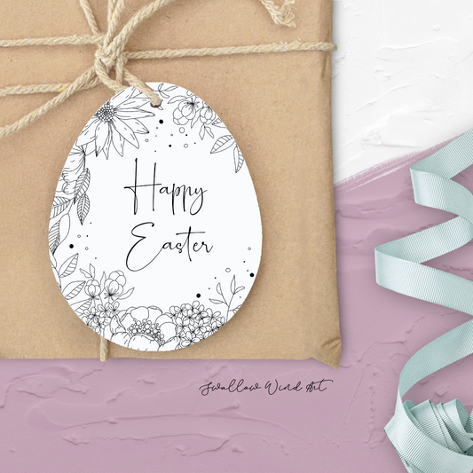 Personalised Easter Gift Tag - Floral Easter Egg Gift Tag - Swallow Wind Art