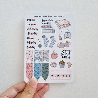 Winter Bullet Journal Sticker Sheet - Swallow Wind Art