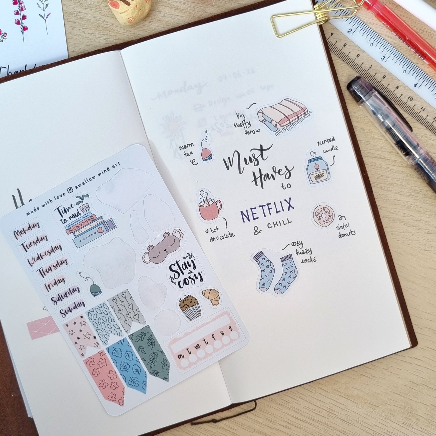 Winter Bullet Journal Sticker Sheet - Swallow Wind Art