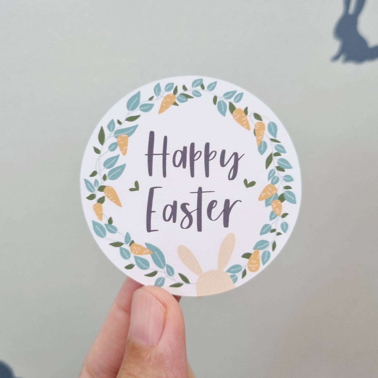 Personalised Easter Gift Stickers - Easter Bunny Wreath Gift Stickers - Swallow Wind Art