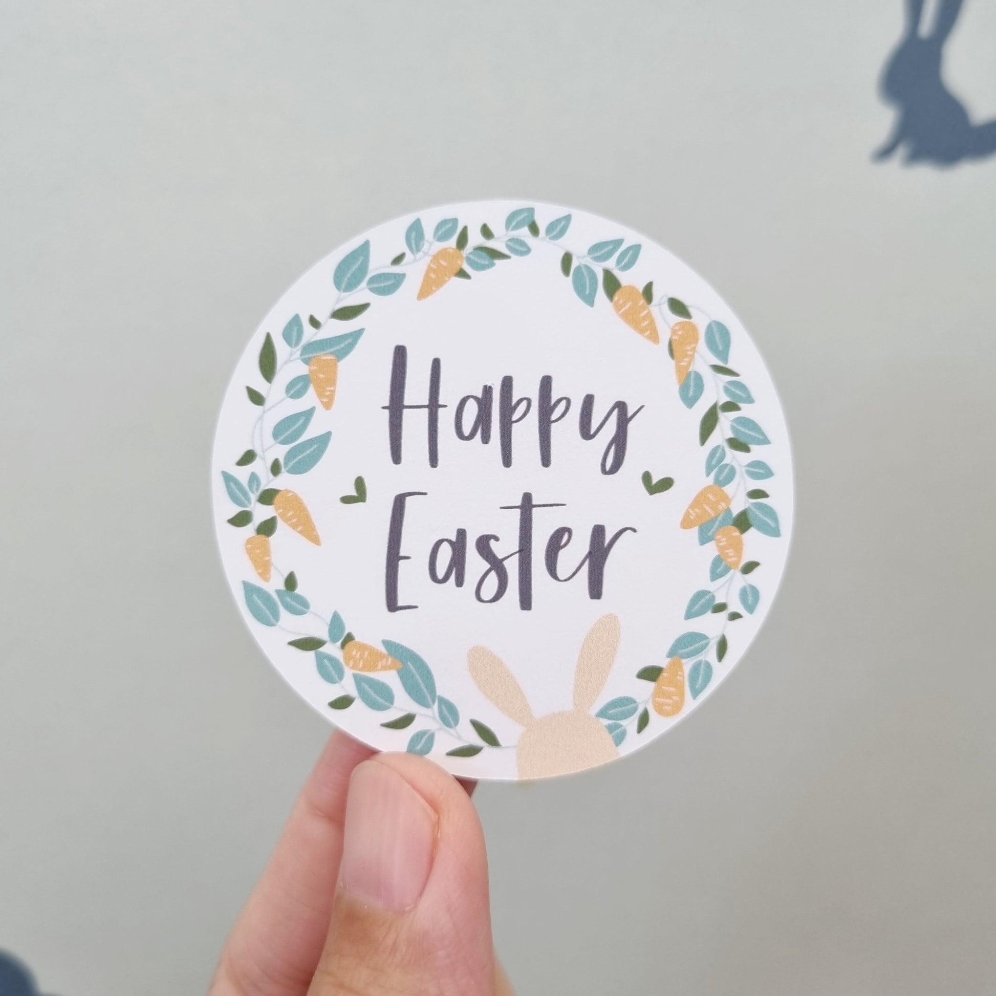 Personalised Easter Gift Stickers - Easter Bunny Wreath Gift Stickers - Swallow Wind Art