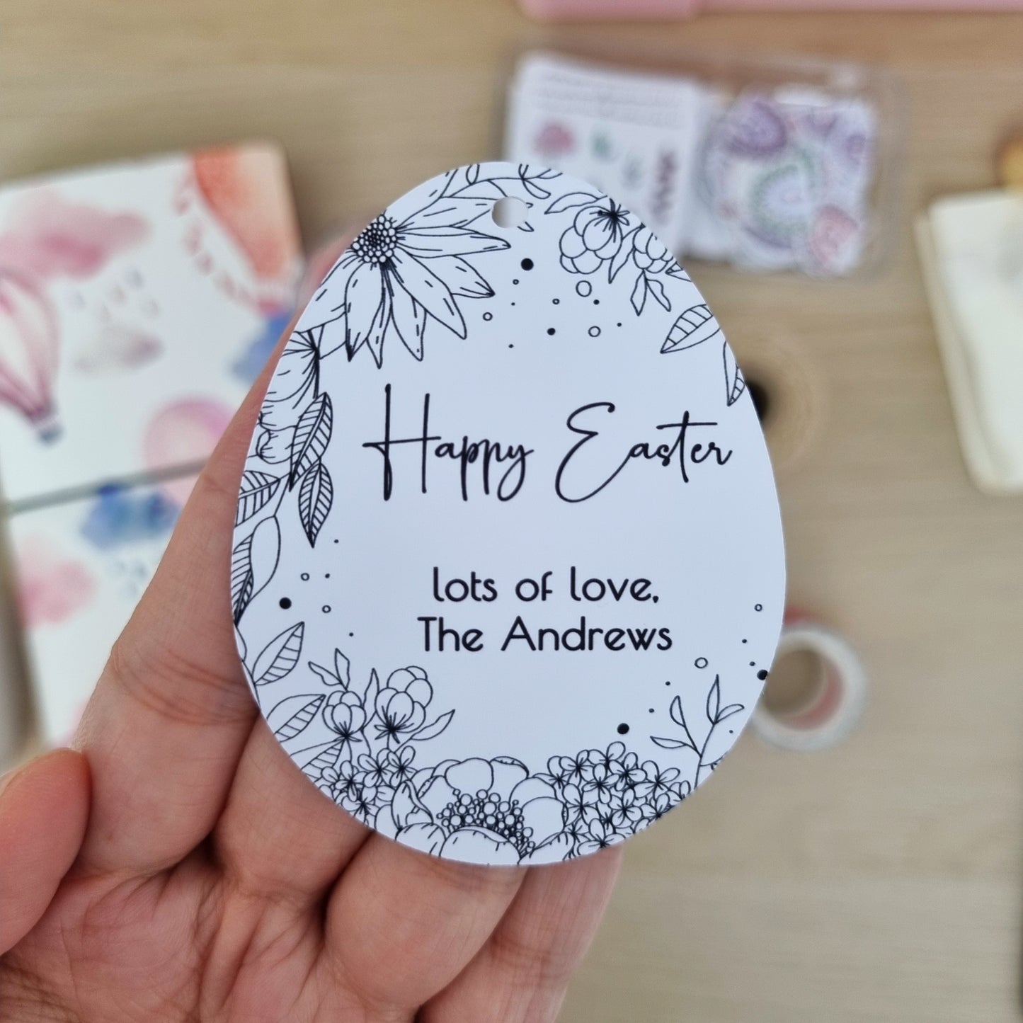 Personalised Easter Gift Tag - Floral Easter Egg Gift Tag - Swallow Wind Art