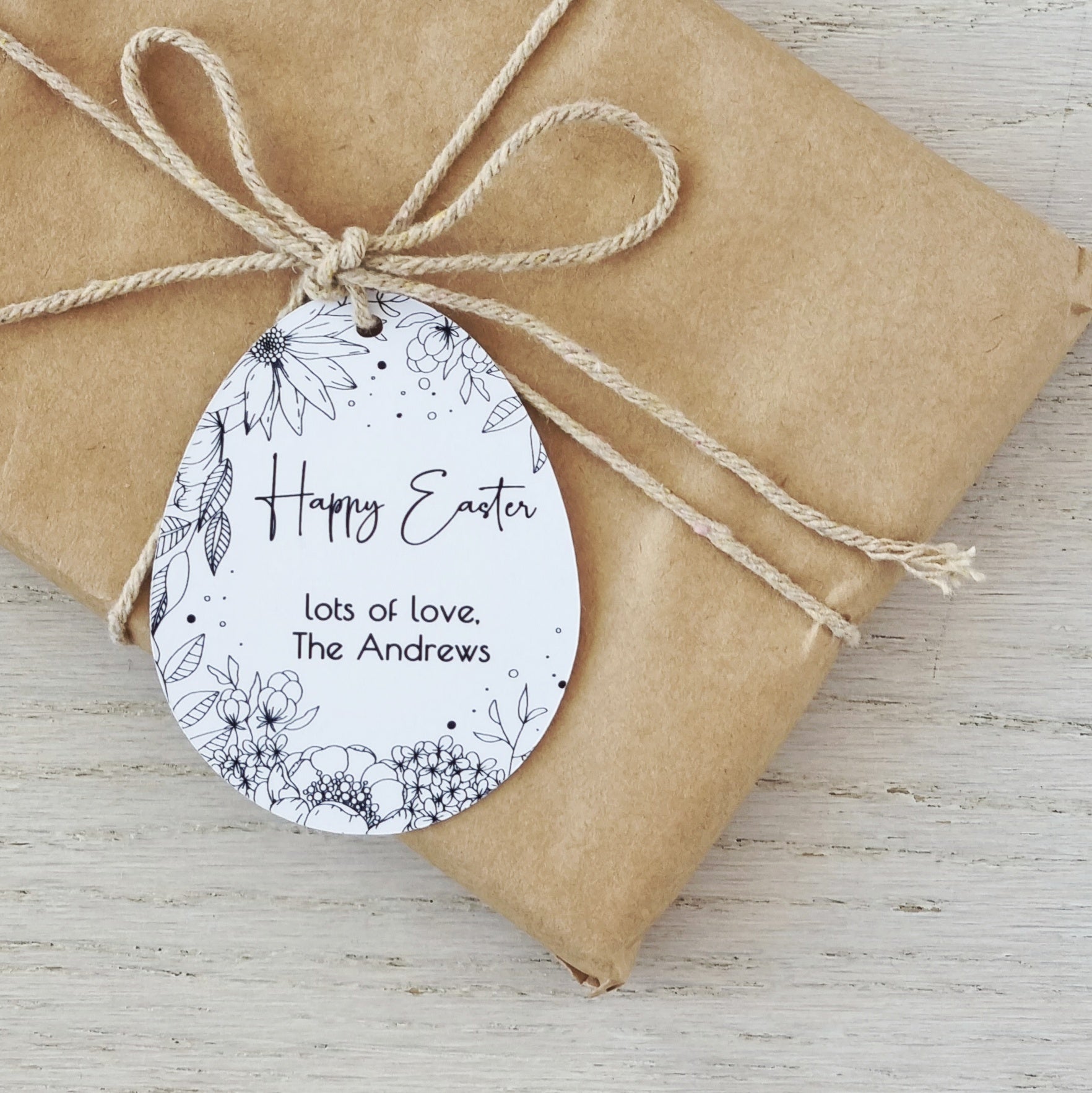 Personalised Easter Gift Tag - Floral Easter Egg Gift Tag - Swallow Wind Art