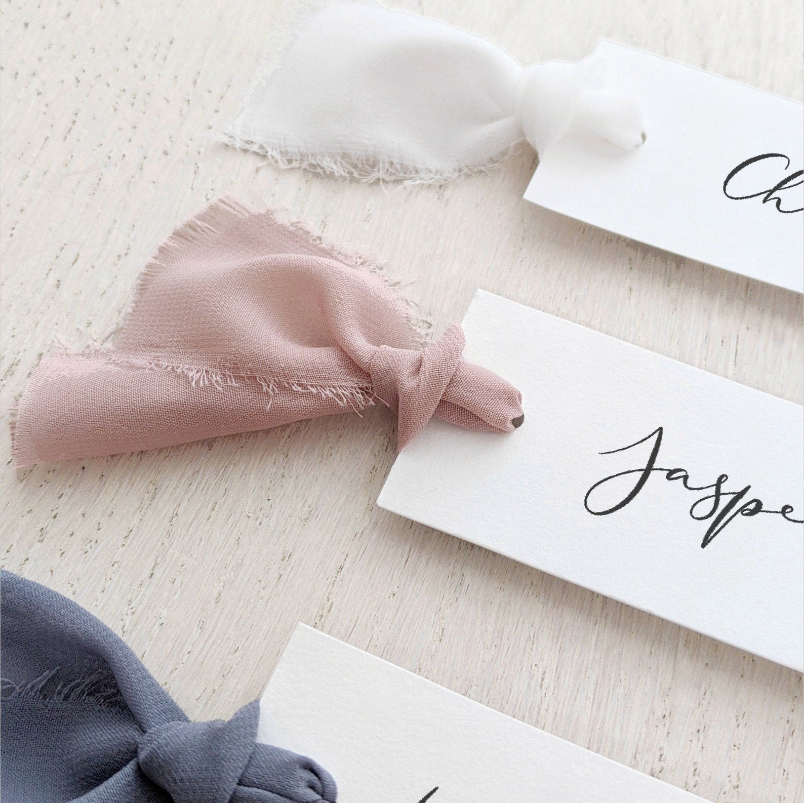 Chiffon Silk Ribbon Place Cards - Swallow Wind Art