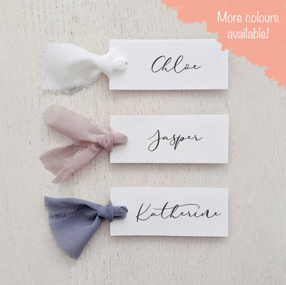 Chiffon Silk Ribbon Place Cards - Swallow Wind Art