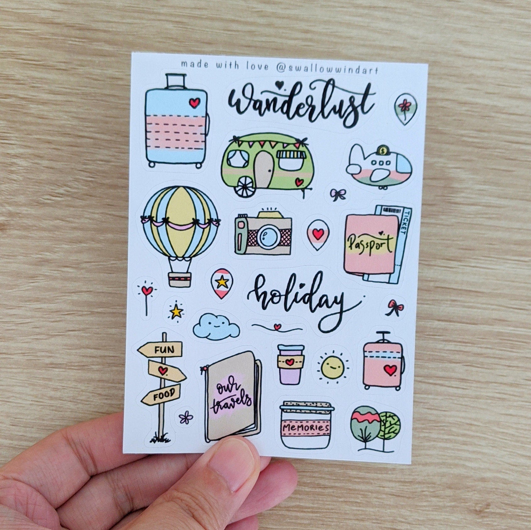 Holiday Wanderlust Travelers Notebook Stickers - Swallow Wind Art