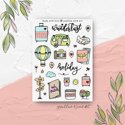 Holiday Wanderlust Travelers Notebook Stickers - Swallow Wind Art