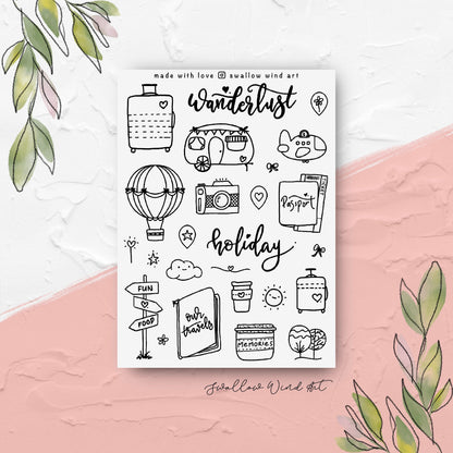 Holiday Wanderlust Travelers Notebook Stickers - Swallow Wind Art