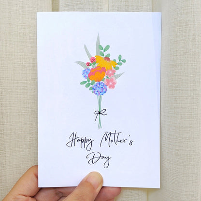 Mother's Day Card | Happy Mother's Day Flower Bouquet | Add Personalised Message - Swallow Wind Art