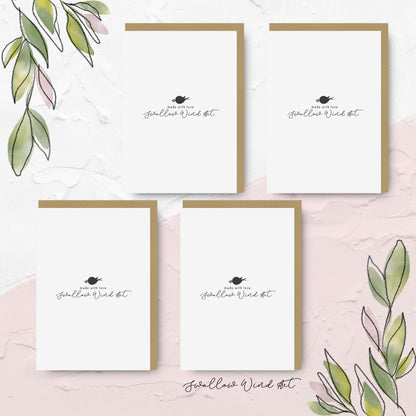 Cute Animals Christmas Greeting Cards - 4 Pack - Swallow Wind Art
