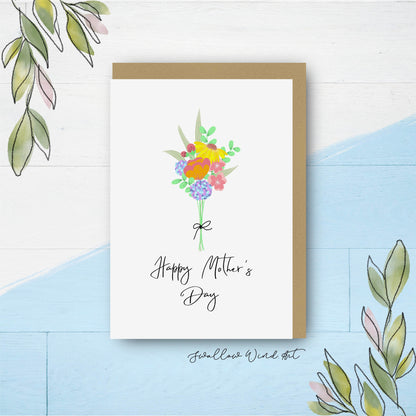 Mother's Day Card | Happy Mother's Day Flower Bouquet | Add Personalised Message - Swallow Wind Art