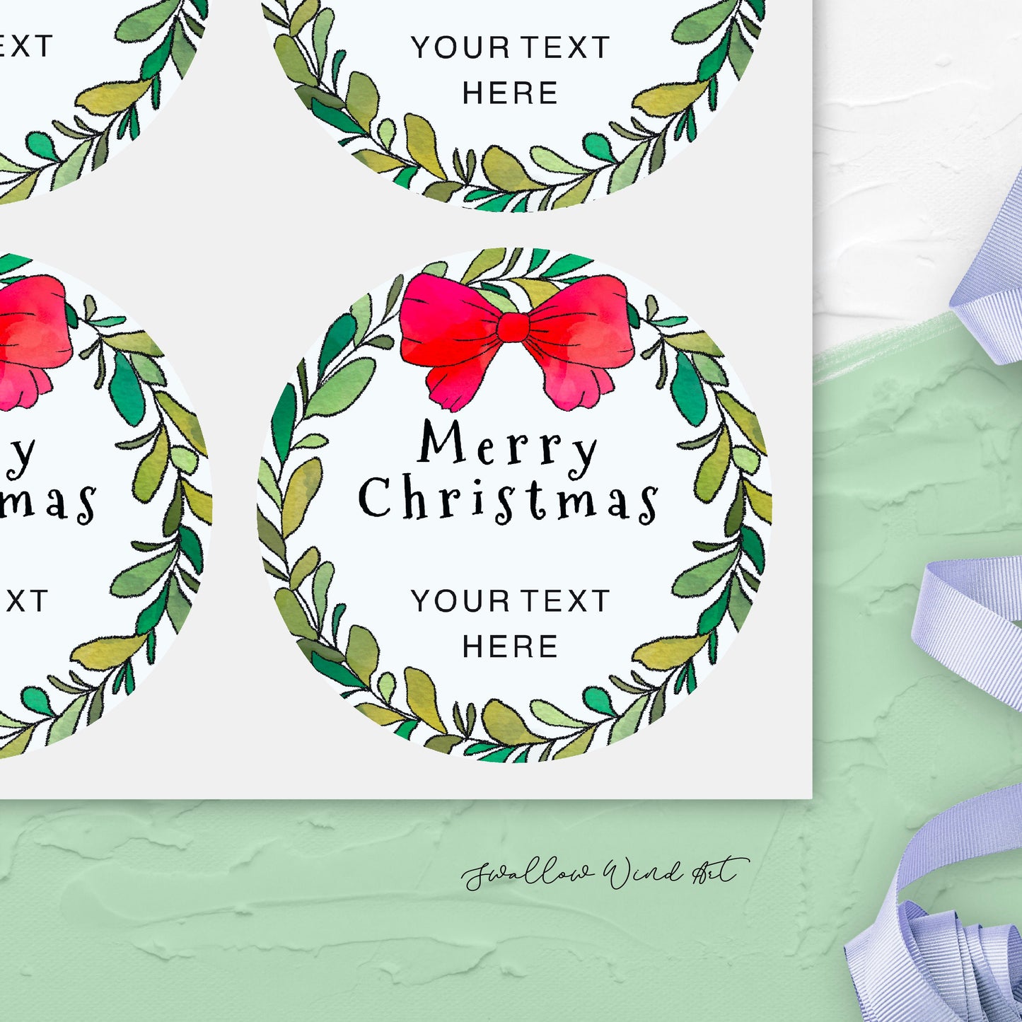 Personalised Christmas Gift Stickers - Merry Christmas Gift Stickers - Swallow Wind Art