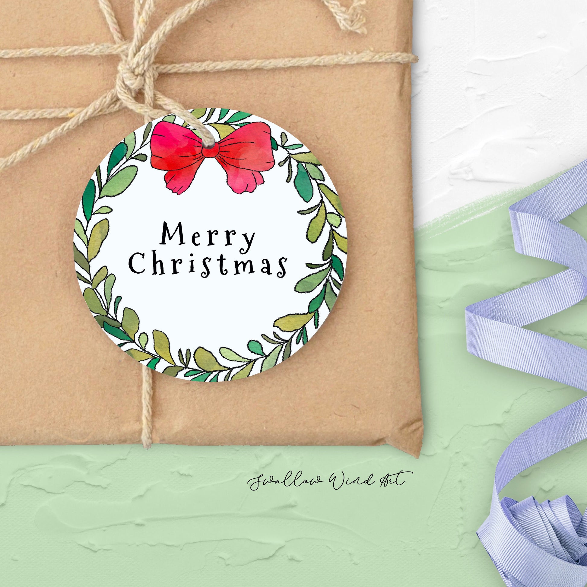 Personalised Christmas Gift Tag | Merry Christmas Gift Tag - Swallow Wind Art