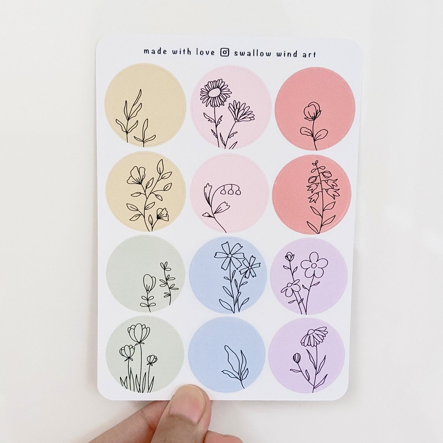 Watercolour & 4 Season Floral Floral Notebook Stickers Sheets - Swallow Wind Art