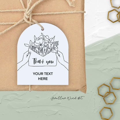 Personalised Floral Arch Thank You Tag | Wedding Favour Label - Swallow Wind Art