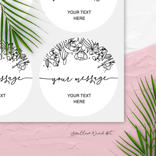 Fully Customisable Personalised Floral Gift Stickers - Swallow Wind Art