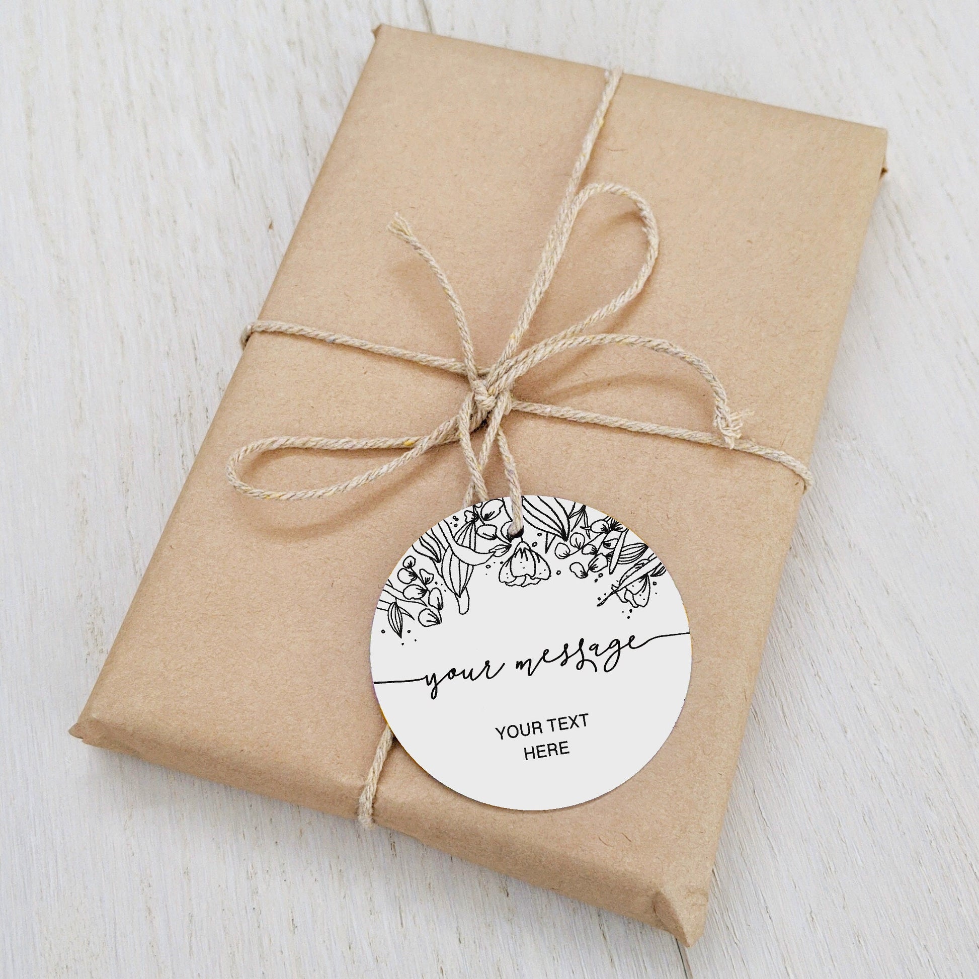 Fully Customised Floral Gift Tag | Personalised Round Product Tag - Swallow Wind Art